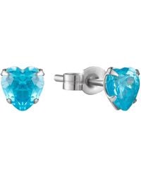 The Jewellery Stockroom - Sterling 5Mm Heart Cubic Zirconia Stud Earrings Aqua - Lyst