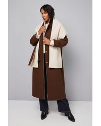 Wallis - Double Faced Scarf Detail Coat - Lyst
