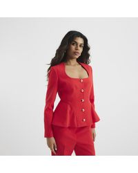 River Island - Blazer Petite Peplum Button Front - Lyst