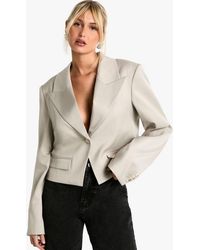 Boohoo - Oversized Lapel Asymmetric Cropped Blazer - Lyst