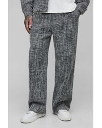BoohooMAN - Tall Boucle Elasticated Waist Wide Leg Trousers - Lyst