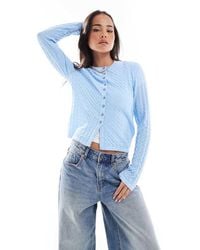 ASOS - Textured Knitted Stitch Detail Crew Neck Cardigan - Lyst