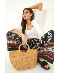 Roman - Aztec Border Print Wide Leg Trousers - Lyst