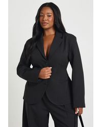 Boohoo - Plus Cinched Waist Peplum Blazer - Lyst