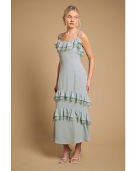 Oasis - Cape Detail Ruffle Slip Midaxi Dress - Lyst