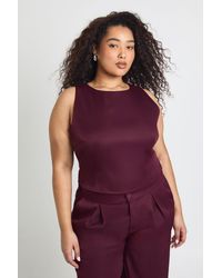 Boohoo - Plus Racer Neck Woven Cinched Top - Lyst