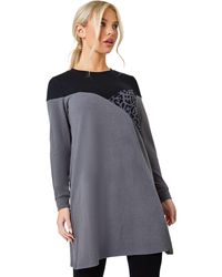 Roman - Petite Animal Colour Block Knit Dress - Lyst