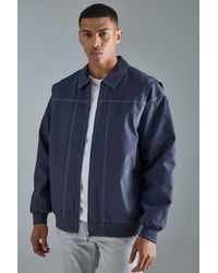 BoohooMAN - Oversized Pu Panel Detail Bomber Jacket - Lyst