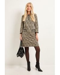 Wallis - Petite Leopard Ponte Contrast Shift Dress - Lyst