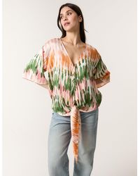 Blue Vanilla - Satin Tie Front Blouse - Lyst