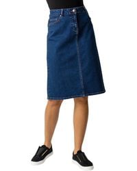 Roman - Cotton Denim Stretch A Line Skirt - Lyst