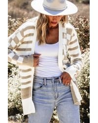 Azura Exchange - Gestreifter Strick-Cardigan Mit Offener Front - Lyst