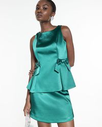 River Island - Peplum Top Satin Sleeveless Bow - Lyst