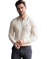 Cappuccino Italia - Polo Shirts Ribbed Knit Tipped Long Sleeve 1/4 Golf Tee - Lyst
