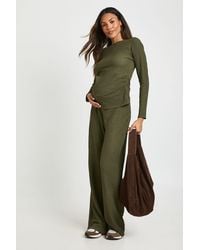 Boohoo - Maternity Textured Long Sleeve Top & Elasticated Waist Wide Leg Trouser Co Ord - Lyst