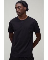 BoohooMAN - Basic Slim Fit Henley T-Shirt - Lyst
