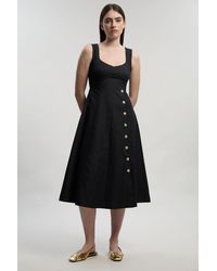 Karen Millen - Tailored Denim Sleeveless Full Skirted Midi Dress - Lyst