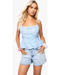 Boohoo - Crinkle Ruffle Ruched Cami - Lyst