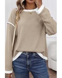Azura Exchange - Trim Detail Long Sleeve Sweater - Lyst