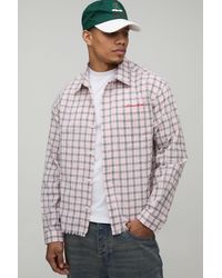 BoohooMAN - Oversized Boxy Raw Hem Checked Shirt - Lyst