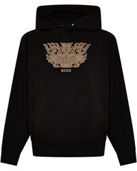 BOSS - Hooded Neck Long Sleeve Sweatshirt - Lyst