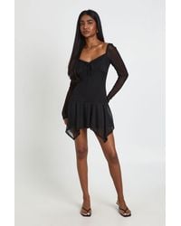 Boohoo - Mesh Square Neck Frill Hem Skater Dress - Lyst