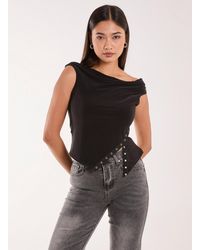 Pink Vanilla - Slinky Off Shoulder Popper Split Top - Lyst