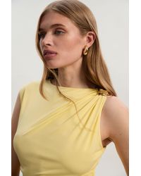 Karen Millen - Drapey Crepe Trim Detail Ruched Top - Lyst