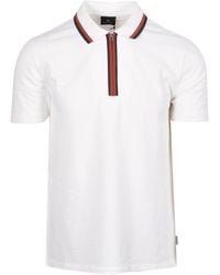 Paul Smith - Reg Fit Zip Polo Shirt Off Cotton - Lyst
