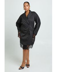 Boohoo - Plus Lace Hem Structured Barrel Sleeve Blazer Dress - Lyst