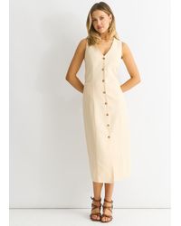 Gini London - Button Through Waist Coat Midi Dress - Lyst