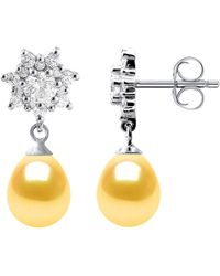 Diadema - Earrings Dangle Freshwater Pearls Jewelry Golden Pears 7-8 Mm 925 - Lyst