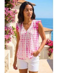 Roman - Pleated Tie Dye Frill Top - Lyst