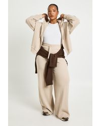 Boohoo - Plus Knitted Rib Wide Leg Jogger - Lyst