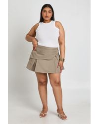 Boohoo - Plus Crepe Wrap Pleated Skort - Lyst