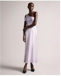 Ted Baker - Ivena Asymmetric Knit Bodice Dress With Satin Skirt - Lyst