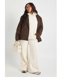 Boohoo - Plus Core Basic Pintuck Detail Deep Waistband Wide Leg Jogger - Lyst