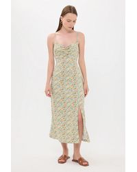 Hiccup - Floral Ruched Spaghetti-Strap Midi Dress - Lyst
