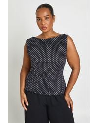 Boohoo - Plus Polka Dot Slash Neck Top - Lyst