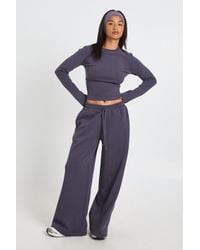 Boohoo - Petite Crew Neck Long Sleeve Top And Straight Leg Jogger Tracksuit - Lyst