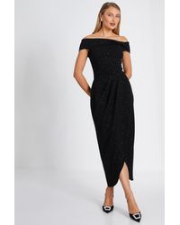 Quiz - Glitter Bardot Midi Dress - Lyst