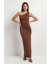 MissPap - Ruched Slinky One Shoulder Maxi Dress - Lyst