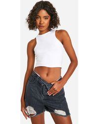 Boohoo - Tall Fold Over Waist Shorts - Lyst