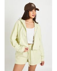 Boohoo - Washed Loopback Distressed Hem Short Tracksuit - Lyst
