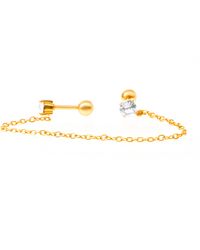 The Jewellery Stockroom - Plate Crystal And Chain Flatback Stud Earrings - Lyst