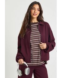 Boohoo - Interlock Bubble Hem Zip Through Bomber Sweatshirt - Lyst