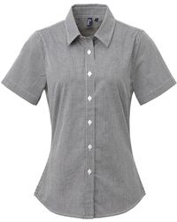 PREMIER - Ladies Microcheck Short Sleeve Cotton Shirt - Lyst