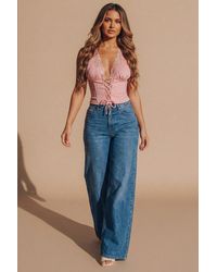 Femme Luxe - Lace Trim Up Corset Top- Fioran - Lyst