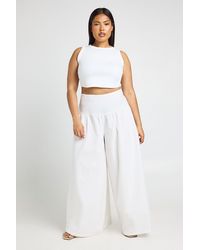Boohoo - Plus Linen Look Extreme Wide Leg Trouser - Lyst