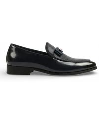 Infinity Leather - Textured Front Iconic Buckle Bow Loafers Shoes Faux Leather - Lyst
